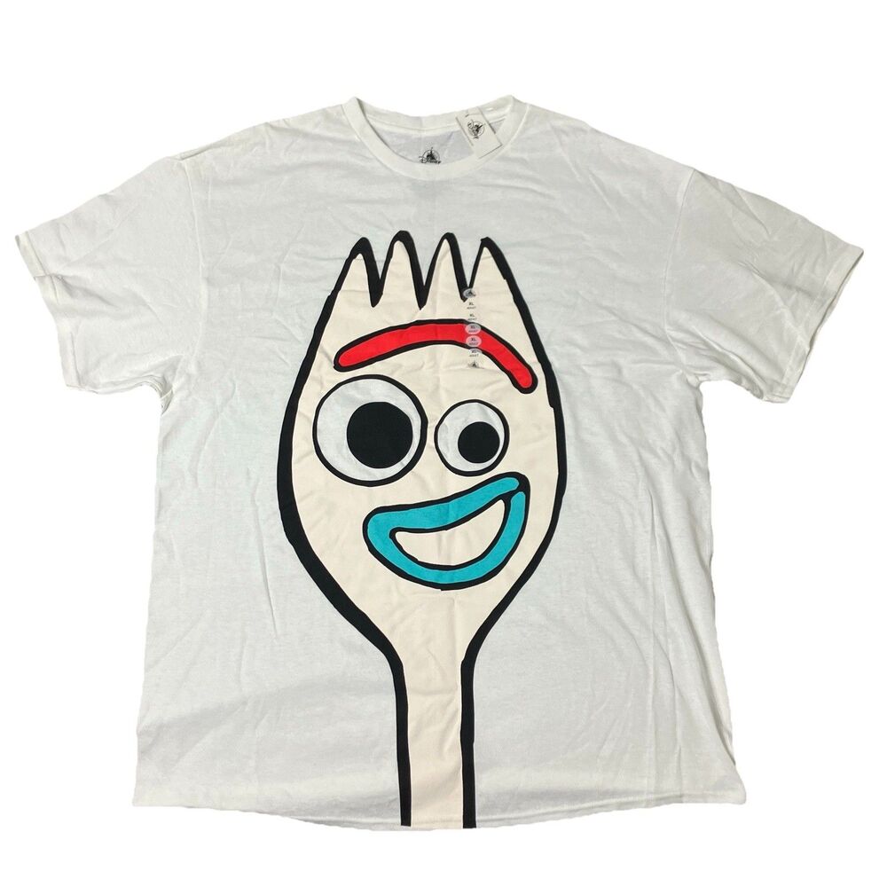 Disney Toy Story Forky Graphic T Shirt Mens XL White Pixar Movie‎ Big Face Tee